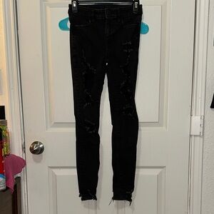 American Eagle Outfitters Black Distressed Skinny Jeans